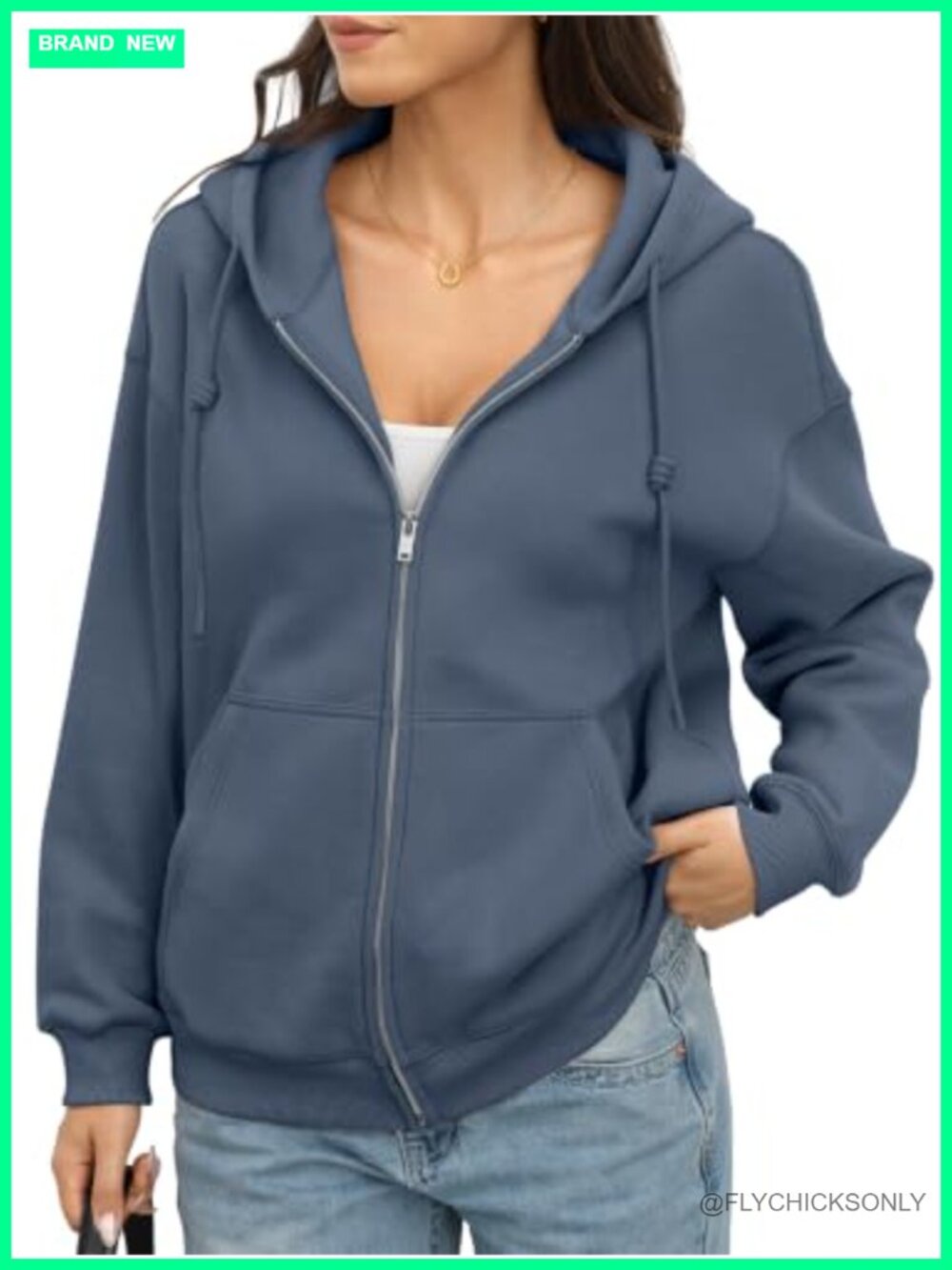Fleece Zip Up Hoodie Oversized Casual Fall Jacket with Pockets